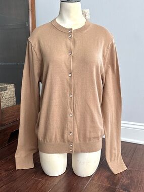 NWT J.Crew Cardigan Camel Color Thin Knit Preppy Cardigan w/Rhinestone buttons
